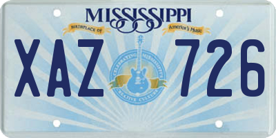 MS license plate XAZ726
