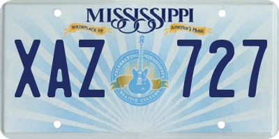 MS license plate XAZ727
