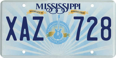 MS license plate XAZ728