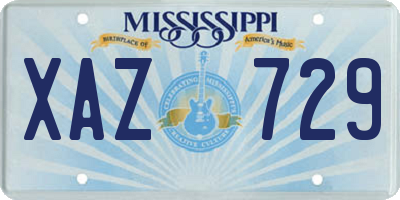 MS license plate XAZ729
