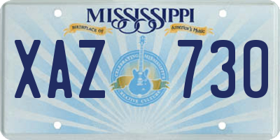 MS license plate XAZ730