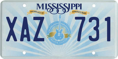 MS license plate XAZ731