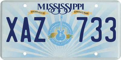 MS license plate XAZ733