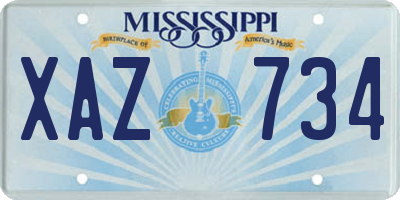 MS license plate XAZ734