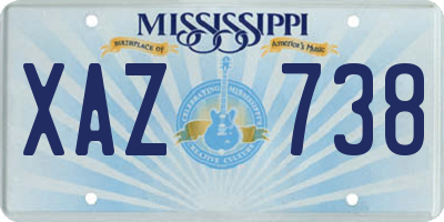 MS license plate XAZ738