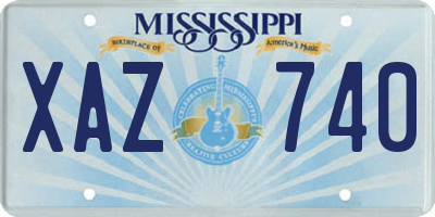 MS license plate XAZ740