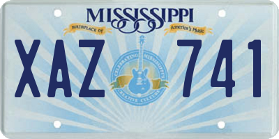 MS license plate XAZ741