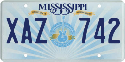 MS license plate XAZ742