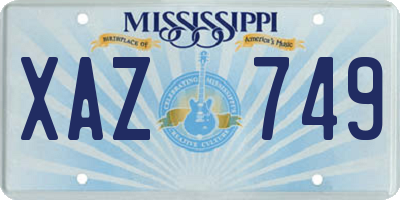 MS license plate XAZ749