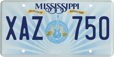 MS license plate XAZ750
