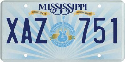 MS license plate XAZ751