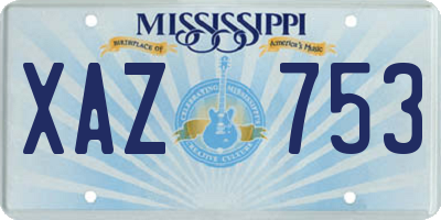 MS license plate XAZ753