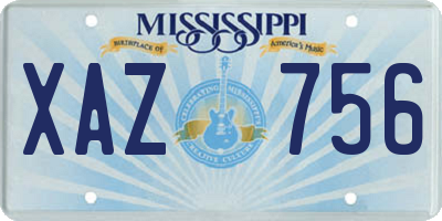 MS license plate XAZ756