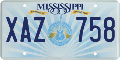 MS license plate XAZ758