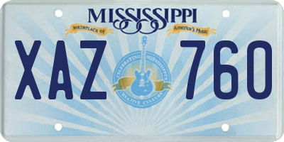 MS license plate XAZ760