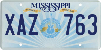 MS license plate XAZ763