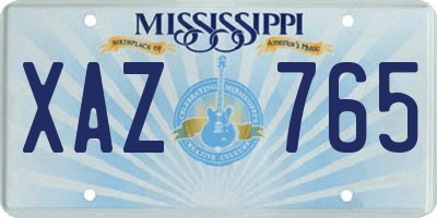 MS license plate XAZ765