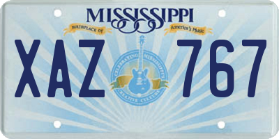 MS license plate XAZ767