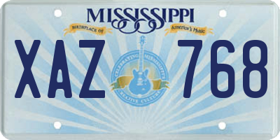 MS license plate XAZ768