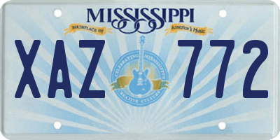 MS license plate XAZ772