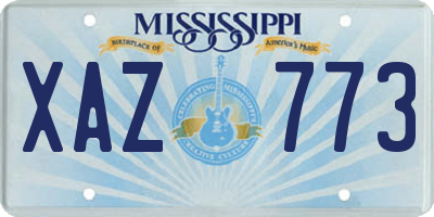 MS license plate XAZ773