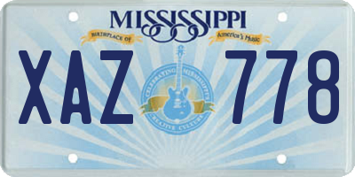 MS license plate XAZ778