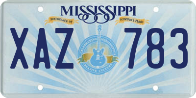 MS license plate XAZ783
