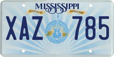 MS license plate XAZ785