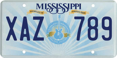 MS license plate XAZ789