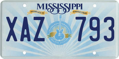MS license plate XAZ793