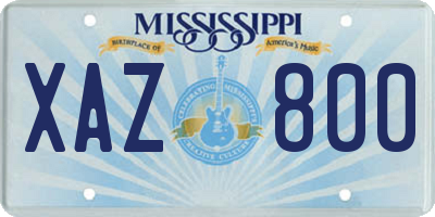 MS license plate XAZ800