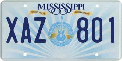 MS license plate XAZ801