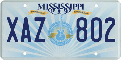 MS license plate XAZ802