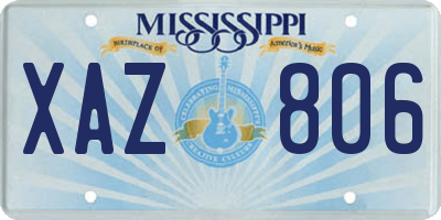 MS license plate XAZ806