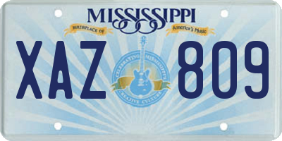 MS license plate XAZ809