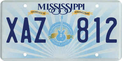 MS license plate XAZ812
