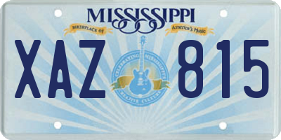 MS license plate XAZ815
