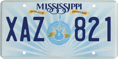 MS license plate XAZ821