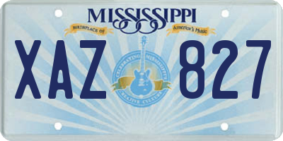 MS license plate XAZ827