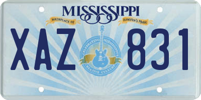 MS license plate XAZ831