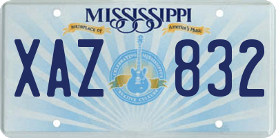 MS license plate XAZ832