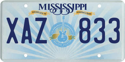 MS license plate XAZ833