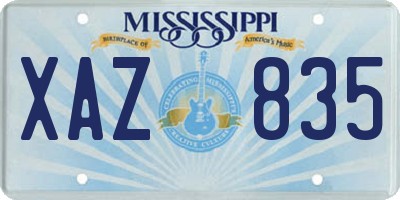 MS license plate XAZ835