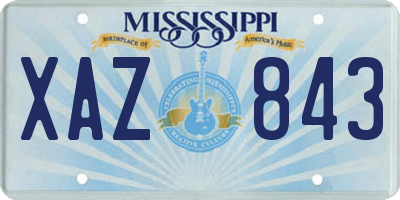 MS license plate XAZ843