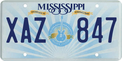 MS license plate XAZ847