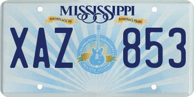 MS license plate XAZ853