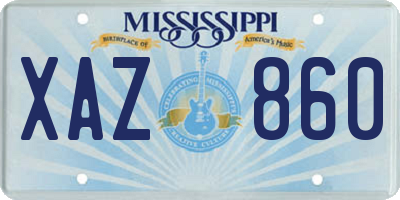 MS license plate XAZ860