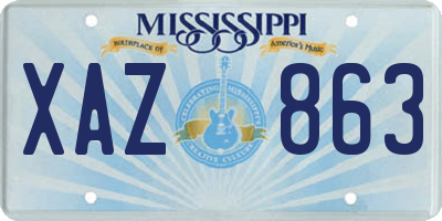MS license plate XAZ863