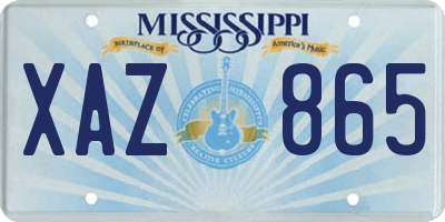 MS license plate XAZ865