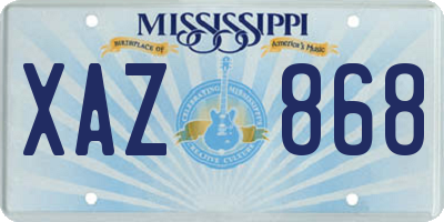 MS license plate XAZ868